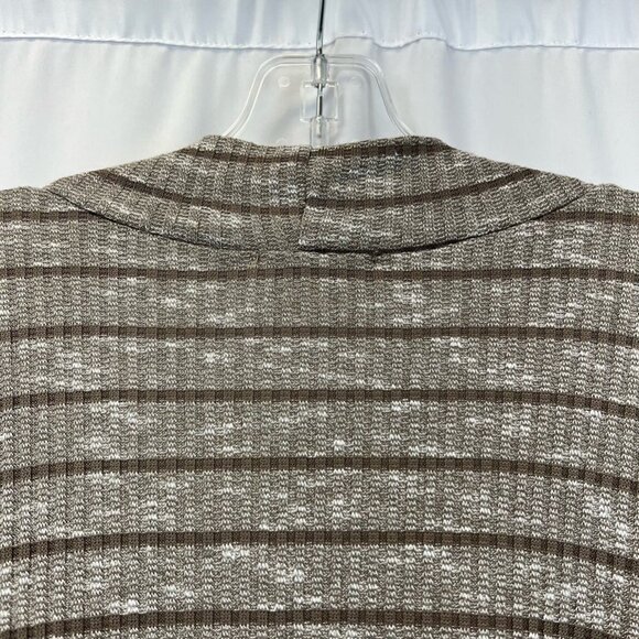 Sweet Pea Womens Cardigan Sweater Brown/White Striped Long Sleeve Waffle Knit L - Picture 5 of 10